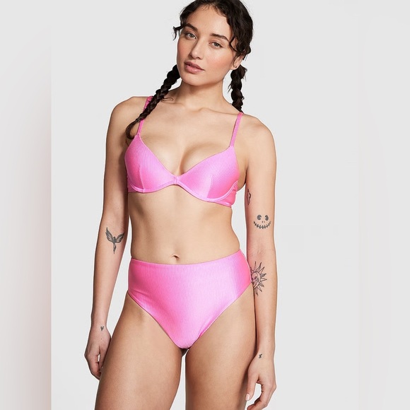 PINK Victoria Secret Vibrant Pink Bikini Set - Picture 1 of 7
